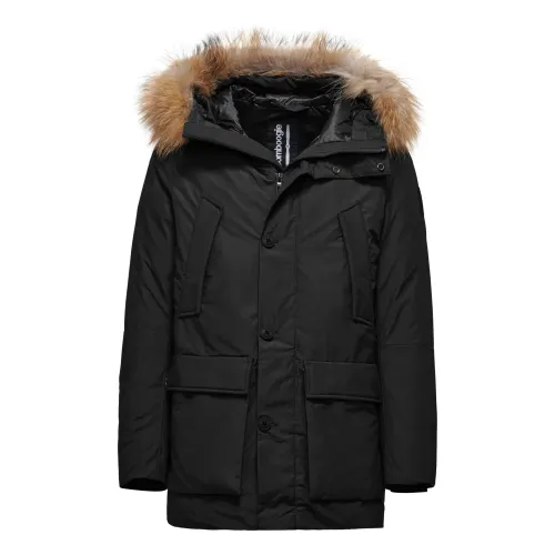BomBoogie , Recycled Padded Parka with Fur Hood ,Black male, Sizes: