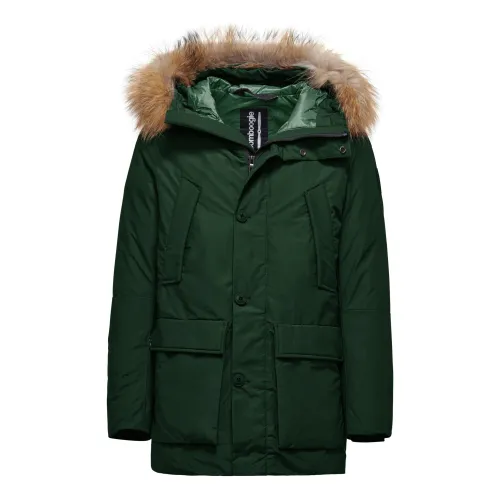 BomBoogie , Recycled Padded Parka with Fur Hood ,Green male, Sizes: