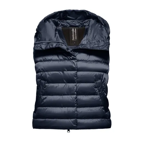 BomBoogie , Shiny Nylon Padded Vest with Hood ,Blue female, Sizes: