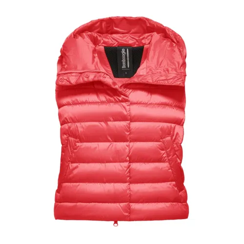 BomBoogie , Shiny Nylon Padded Vest with Hood ,Red female, Sizes: