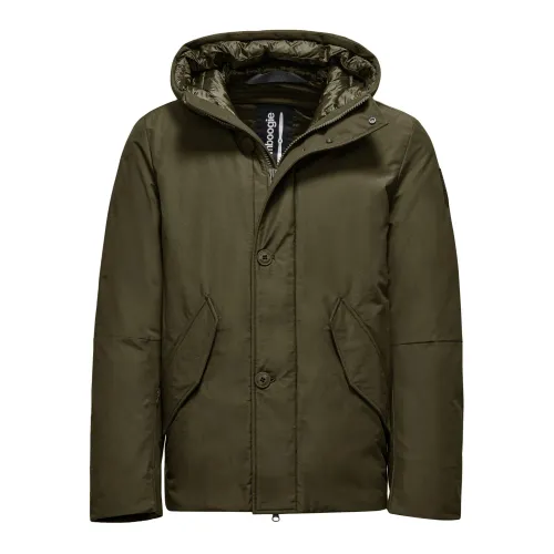 BomBoogie , Short Windproof Parka with Padding ,Green male, Sizes: