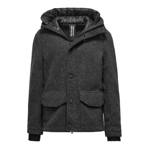 BomBoogie , Short Wool Parka with Hood ,Gray male, Sizes: