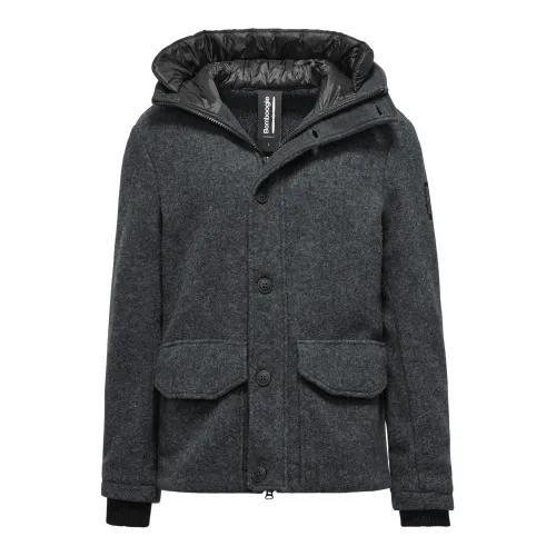 BomBoogie , Short Wool Parka with Hood ,Gray male, Sizes: