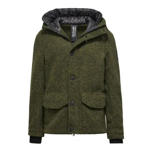 BomBoogie , Short Wool Parka with Hood ,Green male, Sizes: