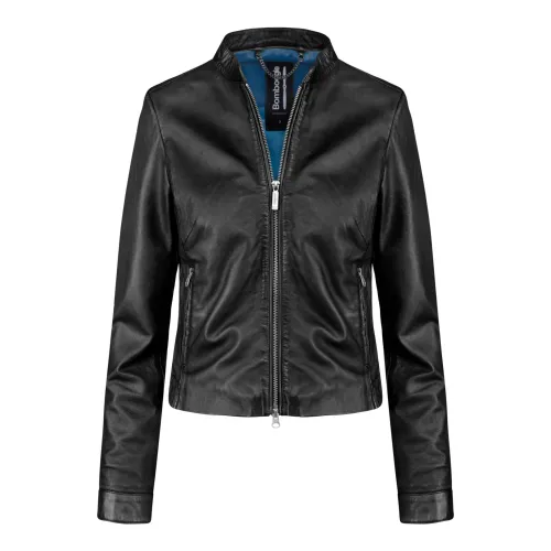 BomBoogie , Slim Fit Natt Leather Jacket ,Black female, Sizes:
