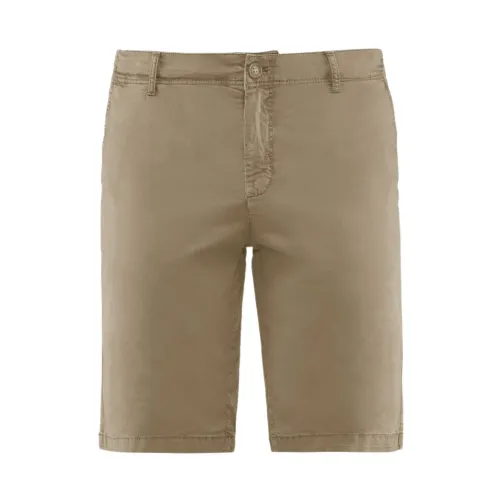 BomBoogie , Stretch Cotton Gabardine Slim Fit Chino Bermuda Shorts ,Beige male, Sizes: