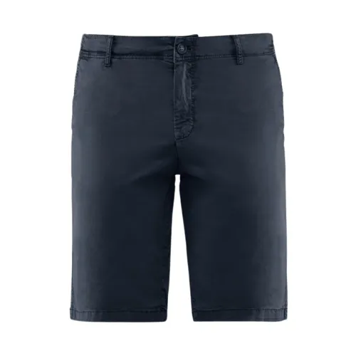 BomBoogie , Stretch Cotton Gabardine Slim Fit Chino Bermuda Shorts ,Blue male, Sizes: