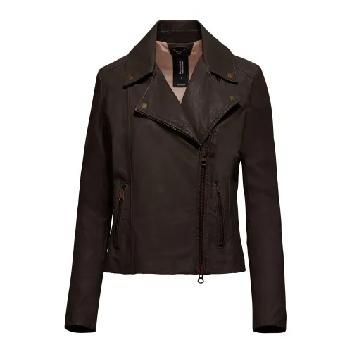 BomBoogie , Tiss Leather Biker Jacket ,Brown female, Sizes: