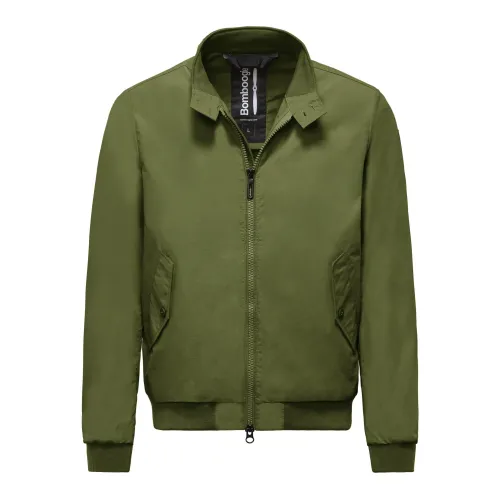BomBoogie , Unlined Bomber Jacket with High Neck ,Green male, Sizes: