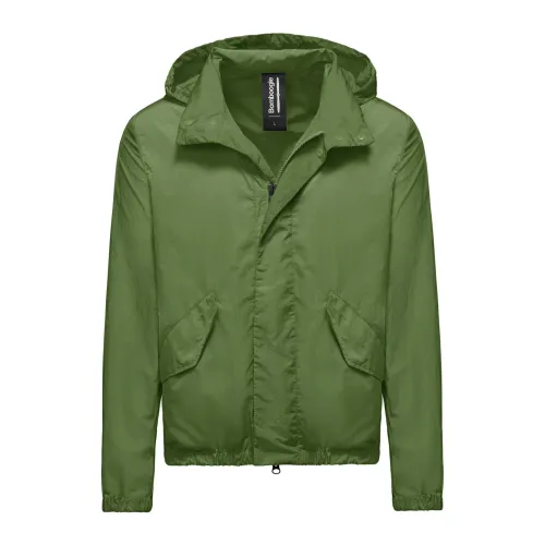 BomBoogie , Unlined Crumpled Nylon Bomber Jacket ,Green male, Sizes:
