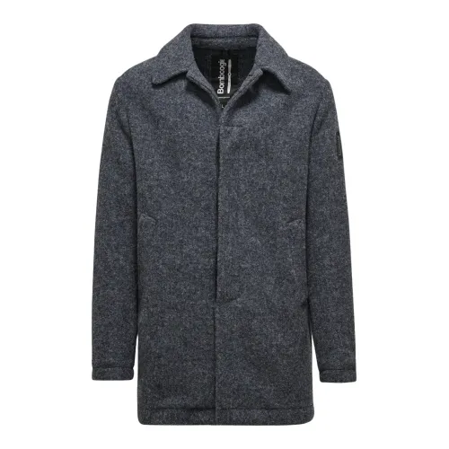 BomBoogie , Wool Blend Coat with Collar ,Gray male, Sizes: