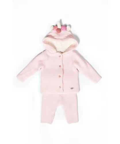 Bonjour Bebe Baby Girl Unicorn Cotton Knitted 2-Piece Set - Pink