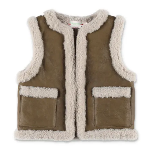 Bonpoint , Bibi Leather Vest for Girls ,Green female, Sizes: