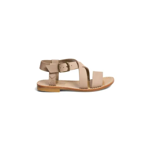 Bonpoint , Brown Leather Crossover Strap Sandals ,Brown female, Sizes:
