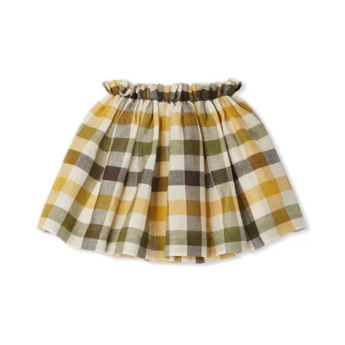 Bonpoint , Check Print Ruffled Skirt ,Yellow female, Sizes: