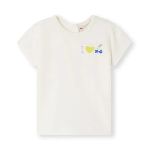 Bonpoint , Embroidered Logo Cotton T-shirts and Polos ,White female, Sizes: