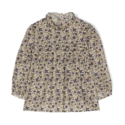 Bonpoint , Floral Print Cotton Sweater ,Beige female, Sizes: