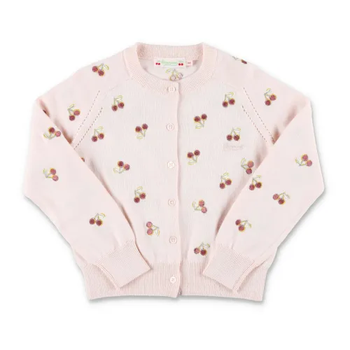 Bonpoint , Rose Knitwear Cardigan for Girls ,Pink female, Sizes:
