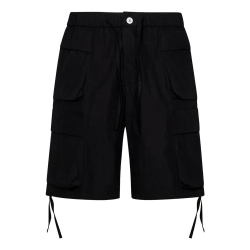 Bonsai , Black Drawstring Shorts with Multipockets ,Black male, Sizes: