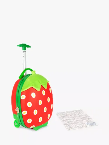 boppi Tiny Trekker Strawberry 2 Wheel Cabin Suitcase, 17L, Red/Green - Red/Green - Unisex