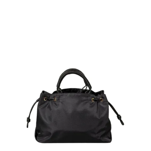 Borbonese , Horseback Shopping Bag - Large Size, Dark Black ,Black female, Sizes: ONE SIZE