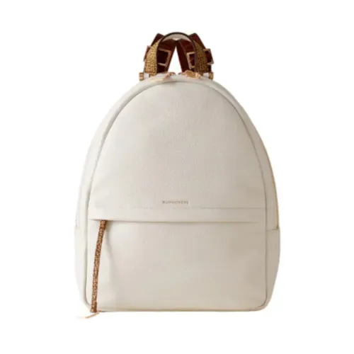 Borbonese , Leather Backpack Cream ,White female, Sizes: ONE SIZE
