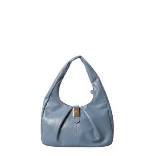 Borbonese , Luxury Handbag - Medium Hobo Style in Blue Portofino ,Blue female, Sizes: ONE SIZE