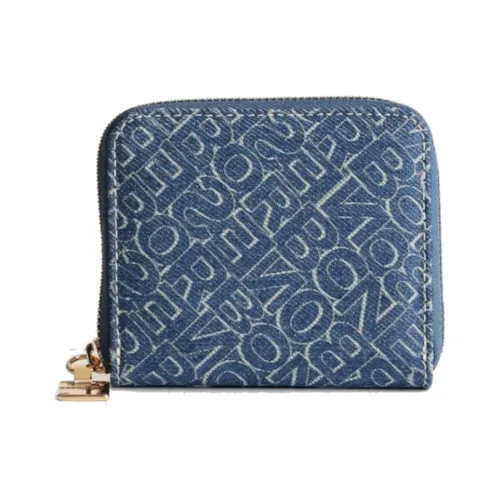 Borbonese , Zip Around Denim Wallet with Logo Lettering ,Blue female, Sizes: ONE SIZE