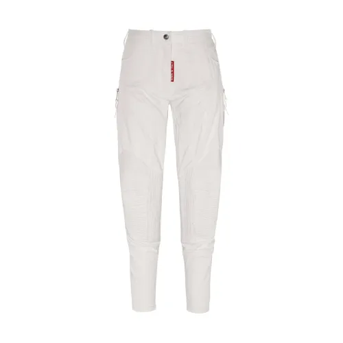 Borgo , Borgo Nuvolari Donna Bianco Tapered Zip Cargo Pants ,White female, Sizes: