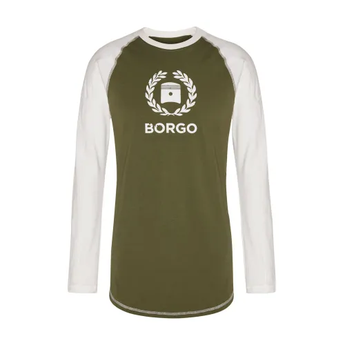 Borgo , Borgo Siracusa Longlap Olive T-Shirt ,Green male, Sizes: