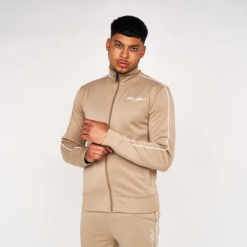 Born Rich Mens Granero Zip Thru Tracktop Simply Taupe - S / Simply Taupe