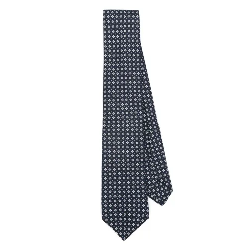 Borrelli , Blue Silk Geometric Print Tie ,Multicolor male, Sizes: ONE