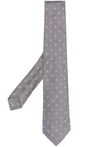 Borrelli floral-embroidered pointed-tip tie - Grey