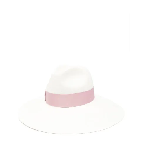 Borsalino , Beige/Pink Straw Teardrop Crown Hat ,Pink female, Sizes: