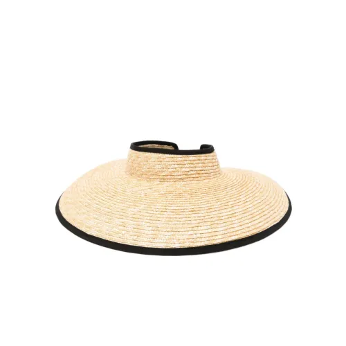 Borsalino , Black Straw Braided Hat with Wide Brim ,Beige female, Sizes: ONE