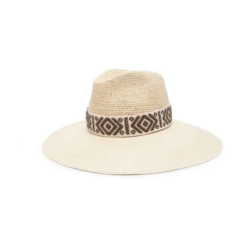 Borsalino , Brown Straw Braided Hat ,Brown female, Sizes: