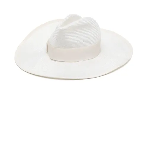 Borsalino , White Straw Teardrop Hat ,White female, Sizes: