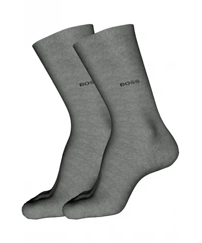 Boss 2 Pack Mens Regular Length Cotton Blend Sock in Light Grey Fabric