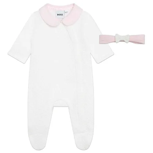 Boss 2-Piece Embroidered Logo Sleepsuit Set Babies - White