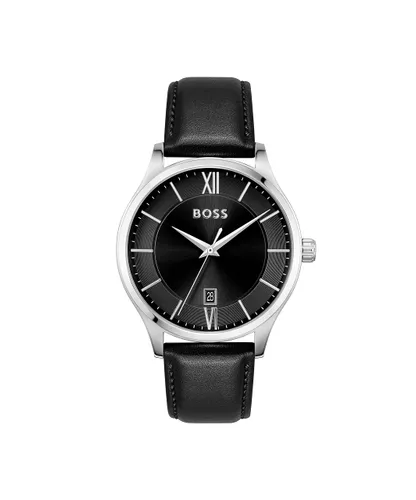 BOSS Analogue Quartz Watch for Men with Black Leather Strap