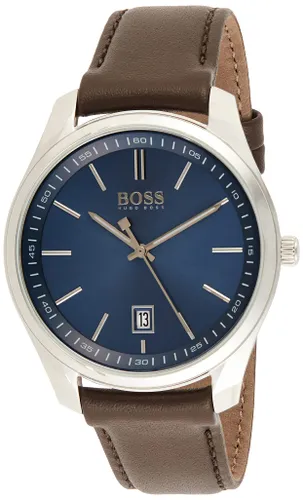 BOSS Analogue Quartz Watch for Men with Brown Leather Strap