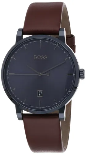 BOSS Analogue Quartz Watch for Men with Brown Leather Strap