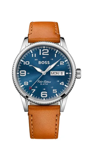 BOSS Analogue Quartz Watch for Men with Light Brown Leather