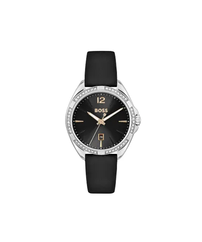 BOSS Analogue Quartz Watch for Women with Black Leather
