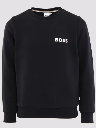 Boss Black Junior Cotton-Blend Sweatshirt With Logo Print