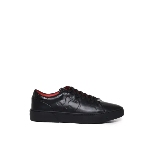Boss , Black Sneakers with 98% Cotton ,Black male, Sizes: