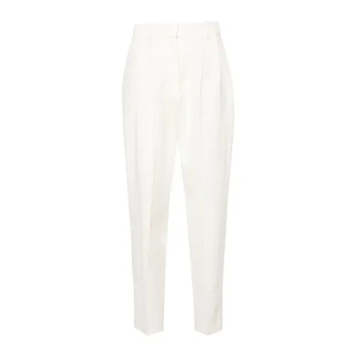 Boss Black , White Linen Blend Trousers ,White female, Sizes: