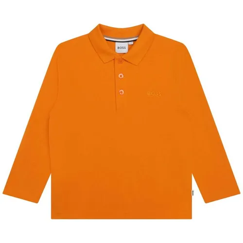 Boss Boss Long Sleeve Tonal Polo Shirt Junior Boys - Orange