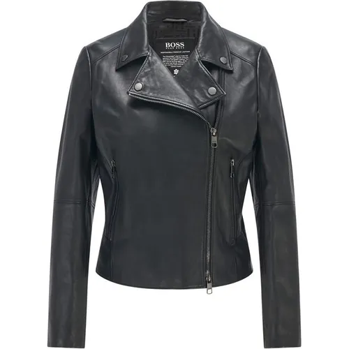 Boss Boss Saleli Leather Biker Jacket Womens - Black