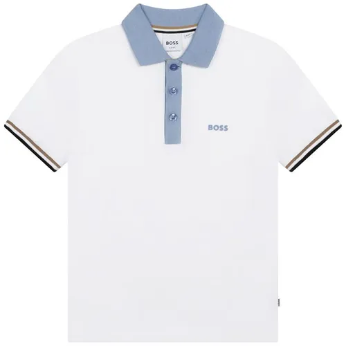 Boss Boss Stripe Arm Polo Shirt Junior Boys - White